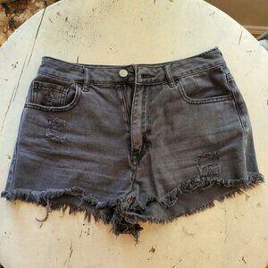 Used Pacsun High rise festival black denim shorts size 27